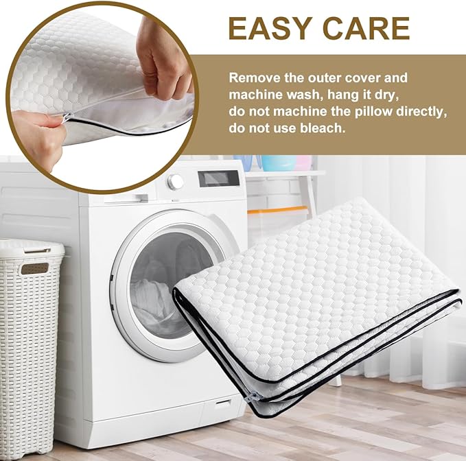 Ivellow Travel Pillow Cooling Camping Pillow for Sleeping Compressible Shredded Memory Foam Pillow Compact Firm Supportive Pillow for Adults Kids Outdoor Backpacking Hiking Essential Gear White S