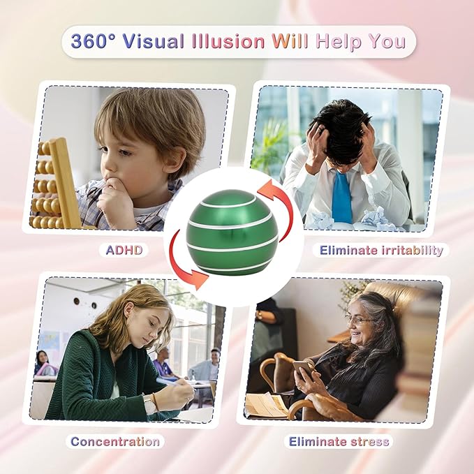 Desk Toys for Fidget Kinetic Cool-Gadgets: 180 Seconds Spinning Toy, Cool-Stuff Thing for Adult Teen Children Kid, Optical-Illusion Stress-Relief Gifts Ball for Man Women Home Office School Christmas