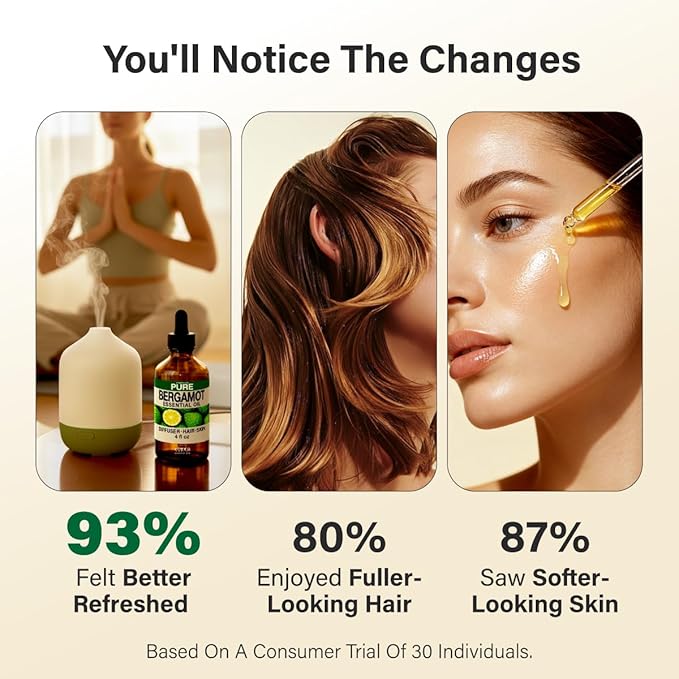 KUKKA Bergamot Essential Oils - 4 Fl Oz - for Hair, Skin, Diffuser, Aromatherapy & DIY Soap Making Scent