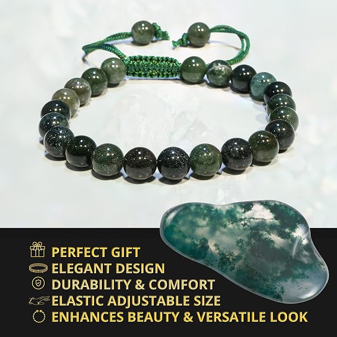 Energy Protection Crystal Handmade Adjustable Bead Bracelet Perfect for Men, Women’s Gift - Gemstone Healing Stretch Bracelet Pulsera Para Hombre Mujer Stocking Stuffer