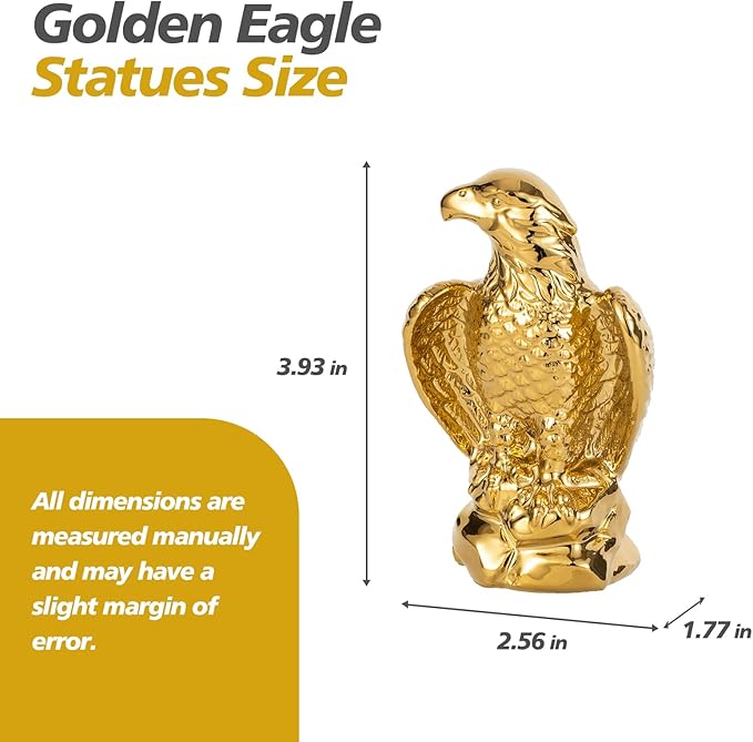 Golden Hawk Statue, Eagle Birds Figurine Home Decor, Modern Elegance Hawk Sculpture Office Home Decoration - Small Mini Wild Animal Gold Eagle for Desktop & Car Visit The Store