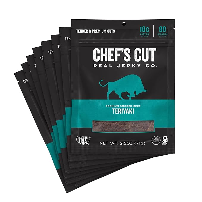 Chef's Cut Real Beef Jerky, Asian Teriyaki, 2.5 Ounce (8 Pack)