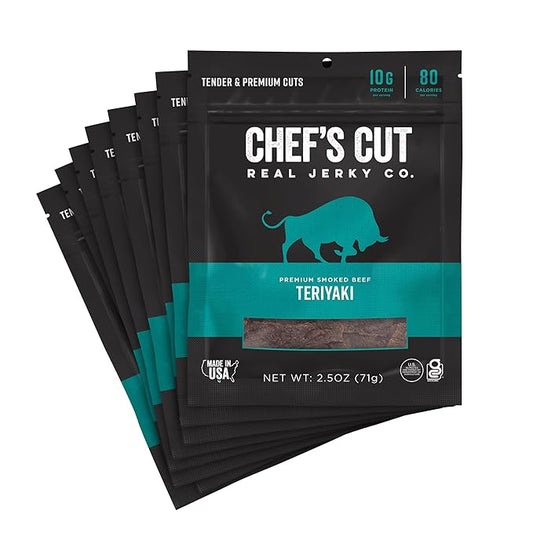 Chef's Cut Real Beef Jerky, Asian Teriyaki, 2.5 Ounce (8 Pack)