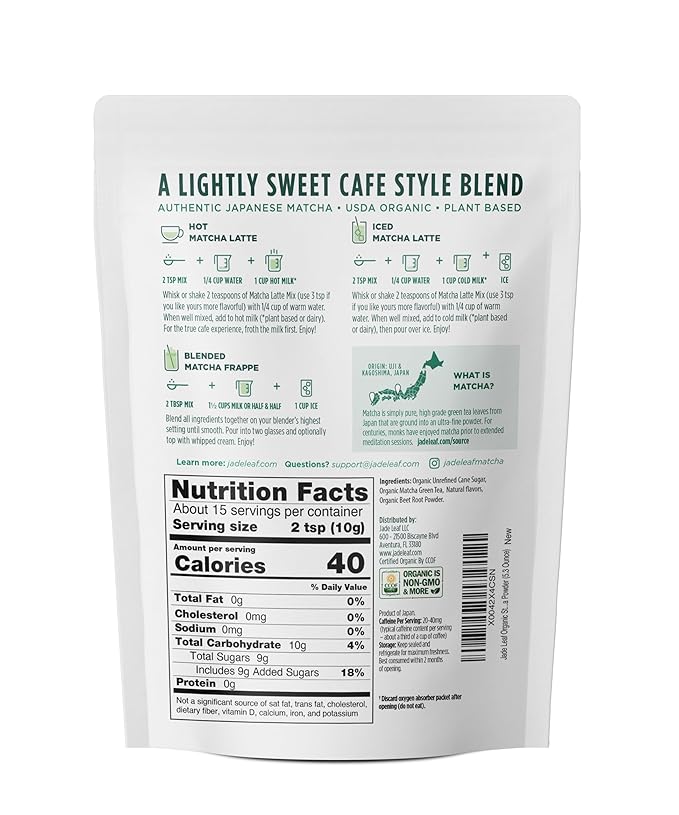 Jade Leaf Matcha Organic Cafe Style Strawberry Matcha Latte Green Tea Powder, Premium Barista Crafted Mix, Authentically Japanese, 15 Servings (5.3 Ounces)