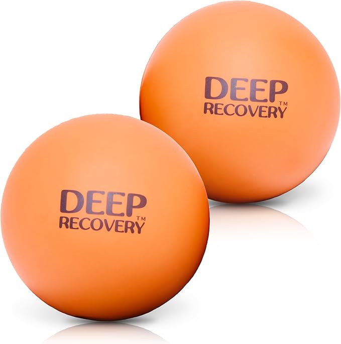 Deep Recovery Sport Yoga Deep Tissue Massage Ball Set, Lacrosse Ball Size – Extra Firm Myofascial Release Balls for Feet, Back, Neck, Legs & Arms – Trigger Point & Mobility Therapy (2-Pack)