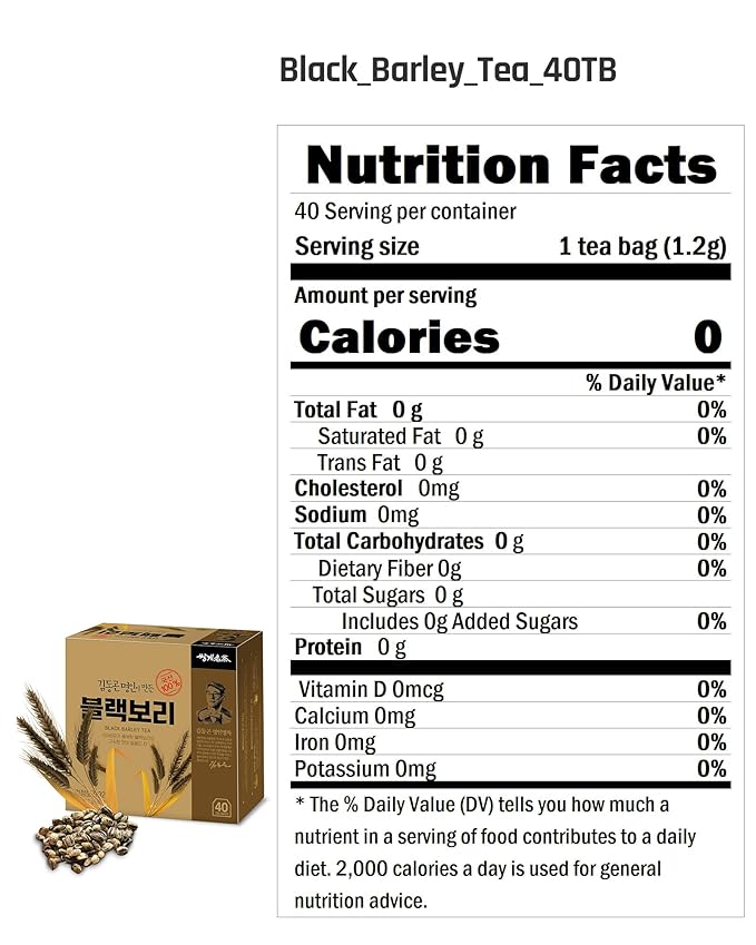 Ssanggye Black Barley Tea 1.2g x 40 Tea Bags, Premium Korean Herbal Tea Hot Cold Grain Soft Deep Nutty Taste Teabag Loose Leaf 4 Seasons Made in Korea