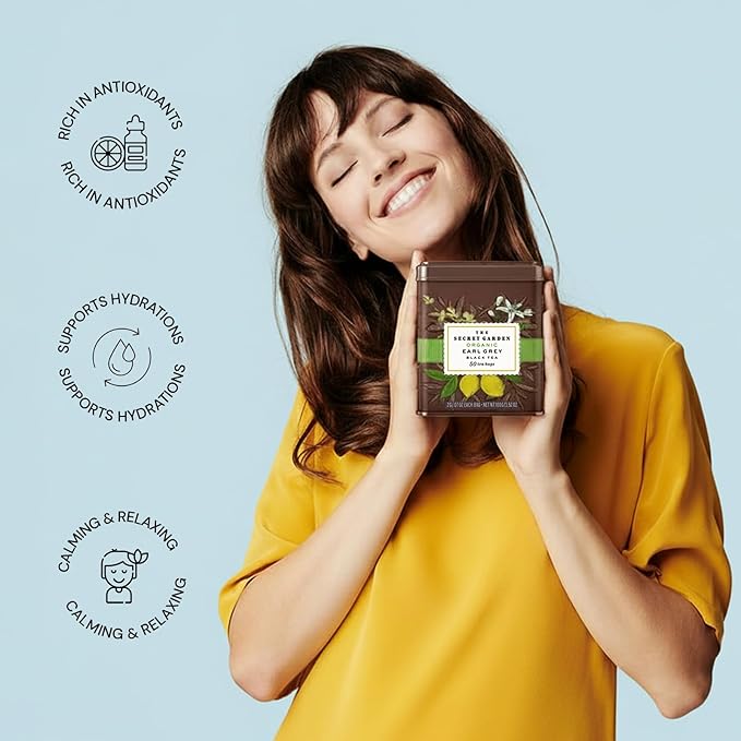 Life Plus Style Gourmet The Secret Garden Organic Earl Grey Black Tea Caffeinated 50 Premium Tea Bags Natural Bergamot Citrus for Antioxidants Support Heart Health Non GMO Gluten Free Eco-Friendly Energizing Hot or Iced Tea
