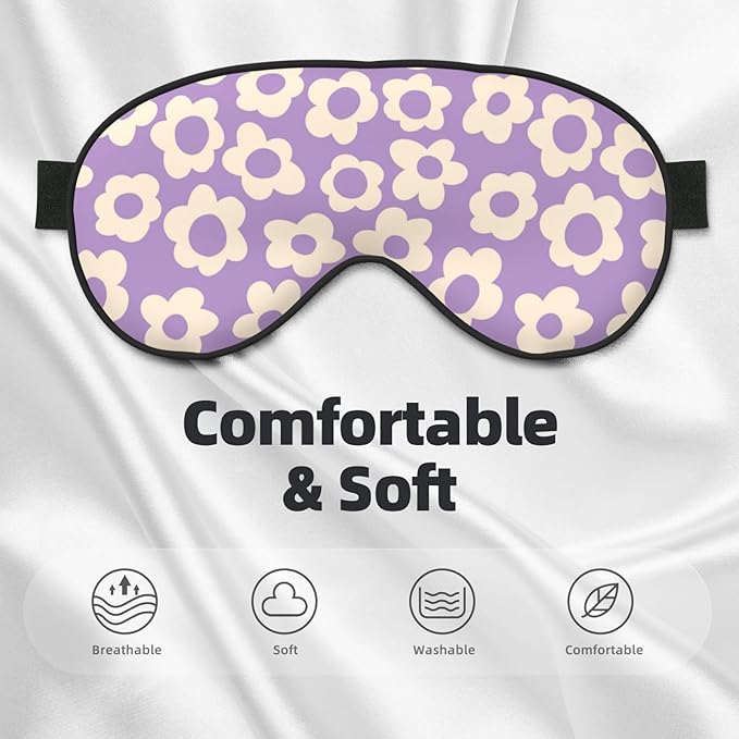 Vintage Groovy Flowers Sleeping Eye Mask Eye Mask for Sleeping Soft Comfort Eye Shade Blackout Eye Cover for Deep Rest Travel Nap Meditation