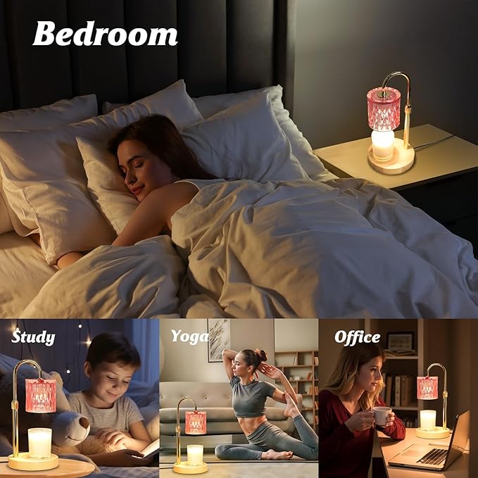 Pink Candle Warmer Lamp with Timer and Dimmable, Height and Brightness Adjustable, Birthday Gifts for Women Mom, Electric Wax Melt Warmer For Scented Jar Candles, New Home Bedroom Decor Aesthetic
