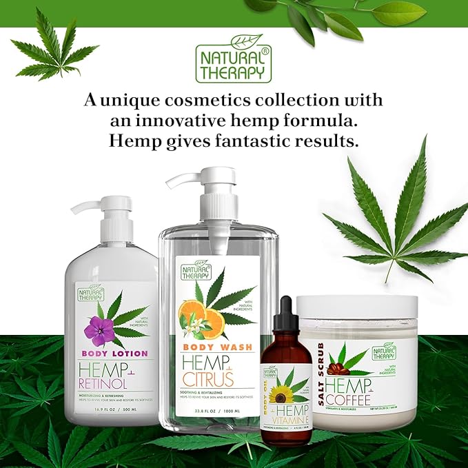 Natural Therapy Hemp & Coffee Salt Scrub – Exfoliating Body Scrub for Women – Moisturizing and Nourishing Skin – with Pure Oils and Dead Sea Minerals (23.28 Oz)