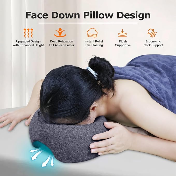 Face Down Pillow Massage Headrest for Bed Prone Down Sleeping,Pillow for Stomach Sleeper,BBL Pillow After Surgery,Face Cradle,Post Eye Surgery Recovery,Beach Tanning