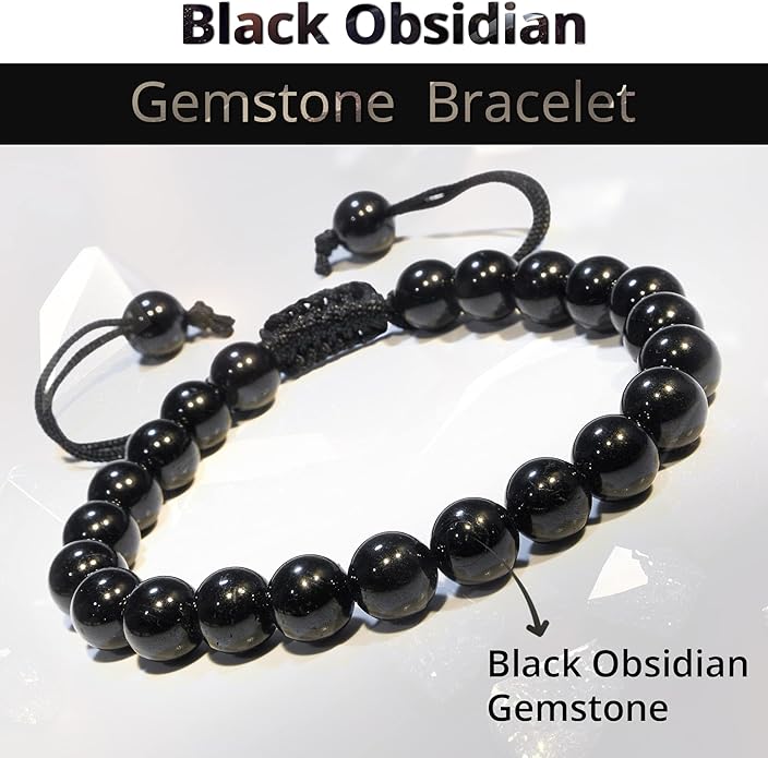 Energy Protection Crystal Handmade Adjustable Bead Bracelet Perfect for Men, Women’s Gift - Gemstone Healing Stretch Bracelet Pulsera Para Hombre Mujer Stocking Stuffer