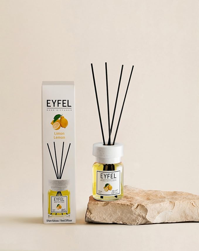 EYFEL Reed Diffusers for Home – Lemon Reed Diffuser Set 4.05 fl oz Oil Diffuser Sticks, Bathroom Diffuser, Home Fragrances, Scented Sticks, Home Décor