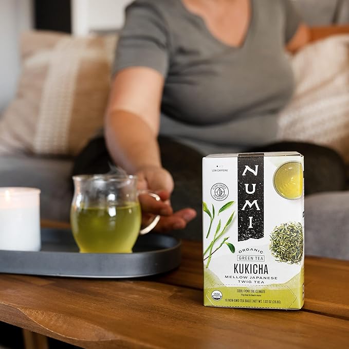 Numi Organic Kukicha Japanese Green Tea, 48 Green Tea Bags, Roasted Japanese Twig Tea, Caffeinated