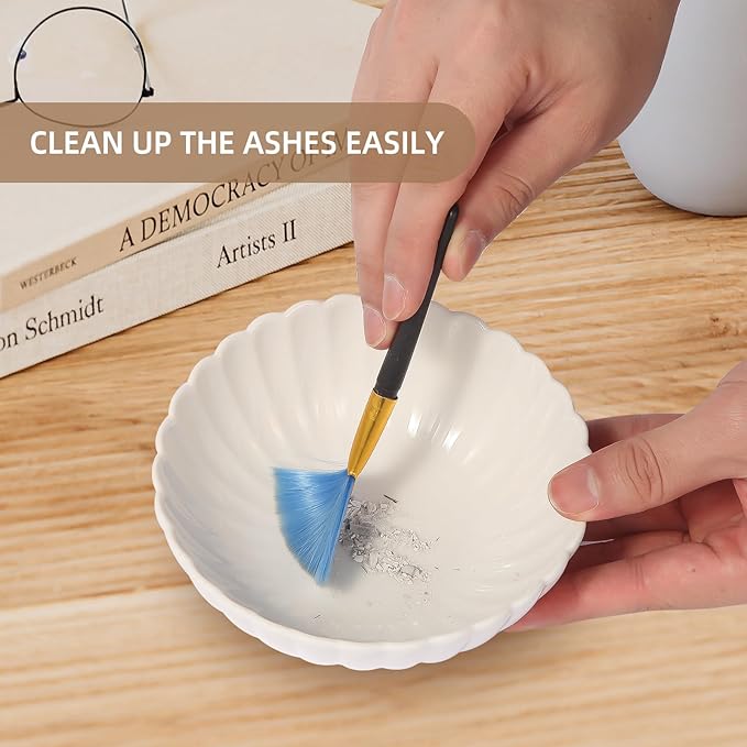 Incense Holder for Sticks, Ceramic Smudge Bowl Ash Catcher for Incense, Cones, Sage and Palo Santo, Incense Burner Holder Ideal for Smudging, Incense Burning, Decoration (White)