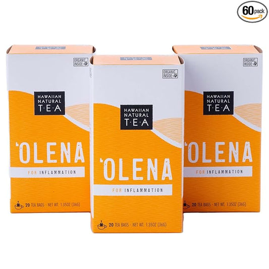 Olena Turmeric Tea, Herbal Green Tea Blend, All-Natural and Antioxidant-Rich Wellness Tea with Ginger and Black Pepper, Vegan and Keto-Friendly, 60 Tea Bags - Hawaiian Natural Tea