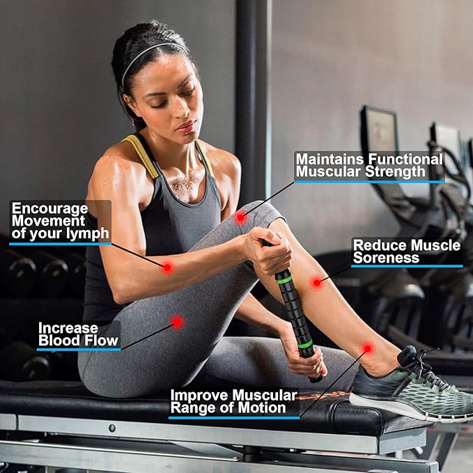 iGreely Premium Muscle Roller The Ultimate Massage Roller Stick 17 Inches Recommended by Physical Therapists Promotes Recovery Fast Relief for Cramps Soreness Tight Muscles Black