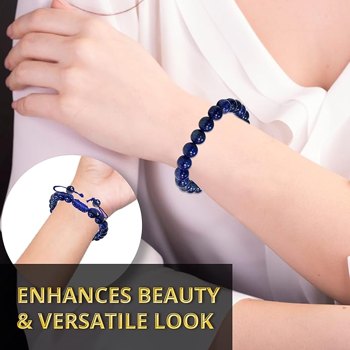 Energy Protection Crystal Handmade Adjustable Bead Bracelet Perfect for Men, Women’s Gift - Gemstone Healing Stretch Bracelet Pulsera Para Hombre Mujer Stocking Stuffer