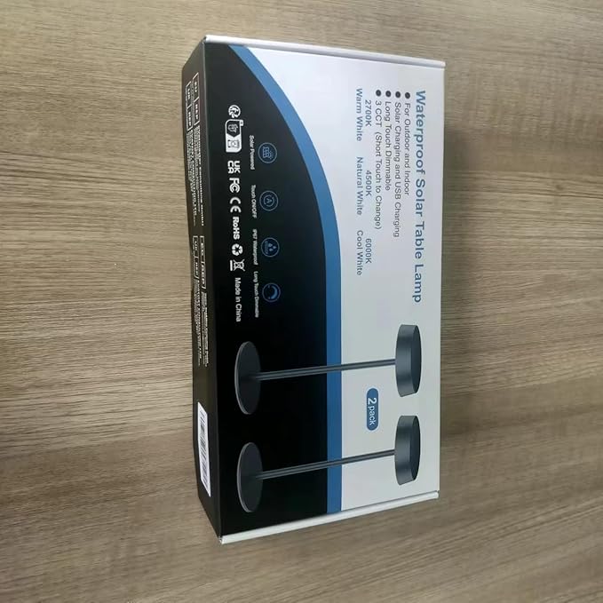 Lacasa Cordless Solar Table Lamps Rechargeable, 2 Pack Touch Dimmable Battery Operated Table Lamp, 200LM 3 Modes LED Desk Lamp IP67 Waterproof Portable Lamp Table Night Light for Indoor and Outdoor