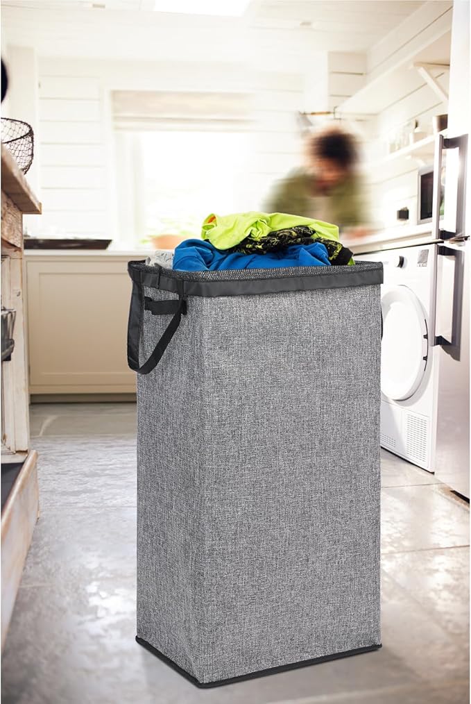 DOKEHOM 100L Laundry Basket with Lid and Removable Laundry Bags, Large Collapsible Laundry Hamper for Bedroom, Bathroom, Laundry Room, Colloge (Grey)