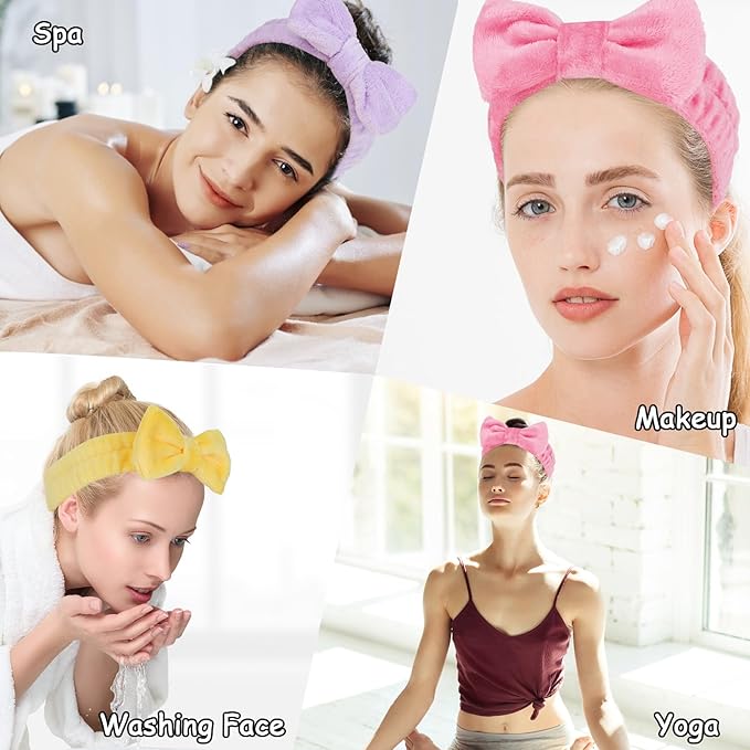 Casoty 6 Pcs Spa Headband, Hair Band for Washing Face, Cheetah Makeup Headband, Skincare Headbands, Soft Fleece Hairband for Face Washing Yoga