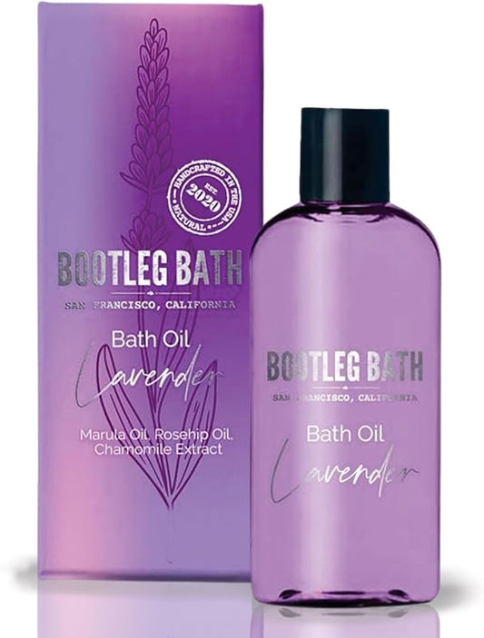 Lavender Bath Oil with Marula, Rosehip, and Jojoba Oils, Chamomile Extract, and 100% Pure Natural Essential Oil, Great Mother's Day Gift, 4oz, for Men and Women, Made in USA
