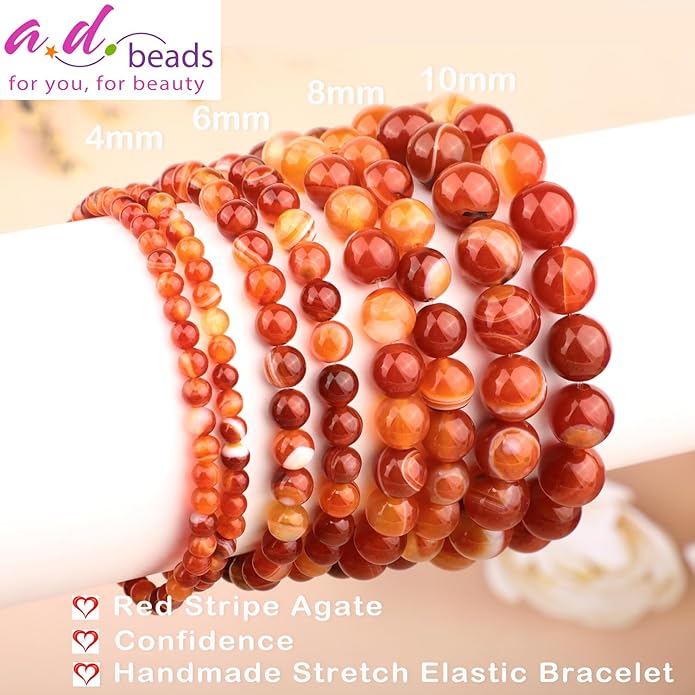 AD Beads 4mm6mm8mm10mm Handmade Bracelet - Natural Gemstone for Peace and Tranquility - Meditation, Yoga, Healing and Energy Gift for Unisex