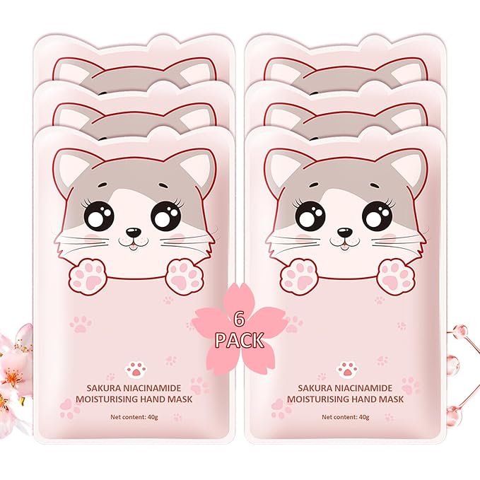 Hand Masks Moisturizing Gloves,6 Pairs Hydrating Hand Peel Masks Gift Set for Dry Cracked Hands Care,Long-lasting and Non-greasy Hand Moisturizer Gloves for Women A