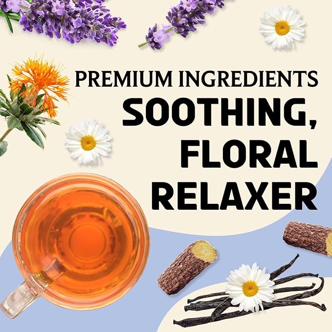 BREWIX, Bedtime Blossom Calming Tea For Sleep (50+ Cups) Herbal All Natural | Supports a Good Night’s Sleep | Night Time, Caffeine Free with Rooibos, Safflower, Chamomile and Lavender | Perfect for Bedtime | Relaxing Natural Nighty Night Sleeping Tea