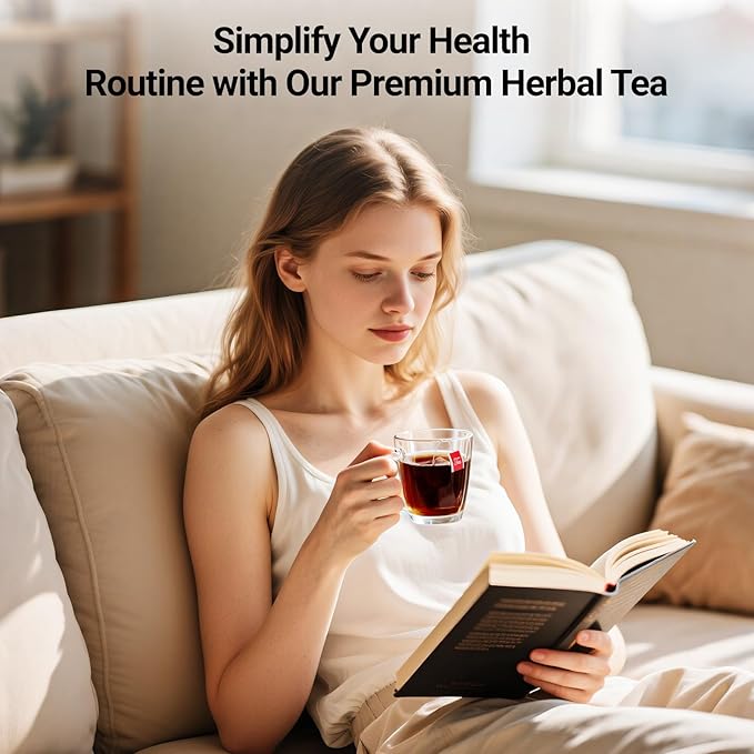 Ginseng Ten Treasure Tea, Natural Chinese Herbal Kidney Cleanse Detox Tea Support Liver & Kidneys Health for Men Women, No Additives, Caffeine Free, 10 Premium Ingredients Blend (25 Bags/1 Pack)