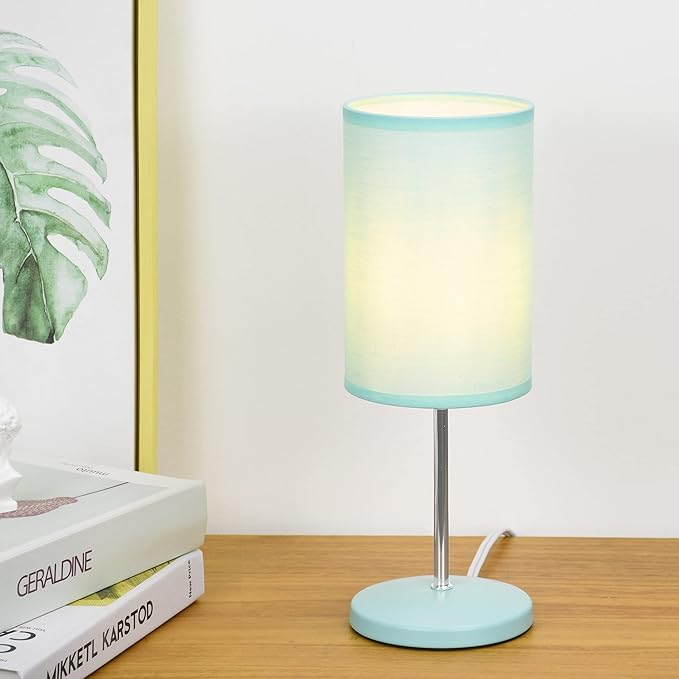 Lampwell Alee Modern Green Table Lamp Set of 2, Living Room & Bedroom, 4.33H12.21IN, Bulb Excluded