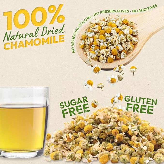 VietGlowie 30 Chamomile Pyramid Tea Bags, 3g/Bag to 33oz, Chamomile Herbal Tea, Bedtime & Sleep Support, Caffeine-Free, 100% Natural, Corn-Based Tea Bags