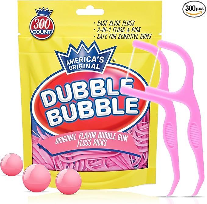 Flavored Floss Picks, 300 Count, Dental Floss Picks for Teeth with Fun Fruit Flavors, Flosser Picks for Adults and Children, | Bubble Gum Flavor