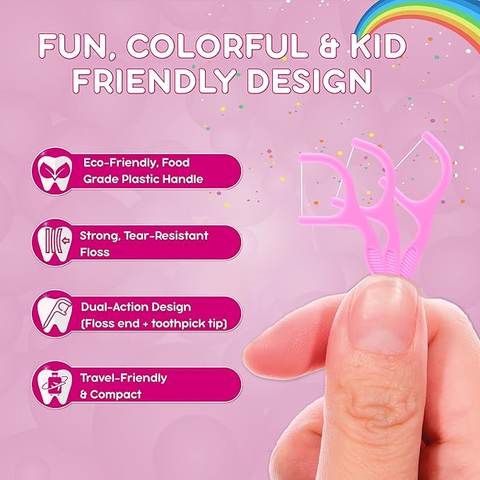 Flavored Floss Picks, 300 Count, Dental Floss Picks for Teeth with Fun Fruit Flavors, Flosser Picks for Adults and Children, | Bubble Gum Flavor