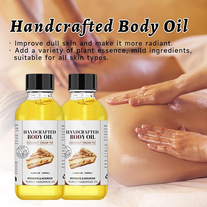 Coconut Cream Pie Body Oil, 2PCS Coconut Cream Pie Oil, for woman and man