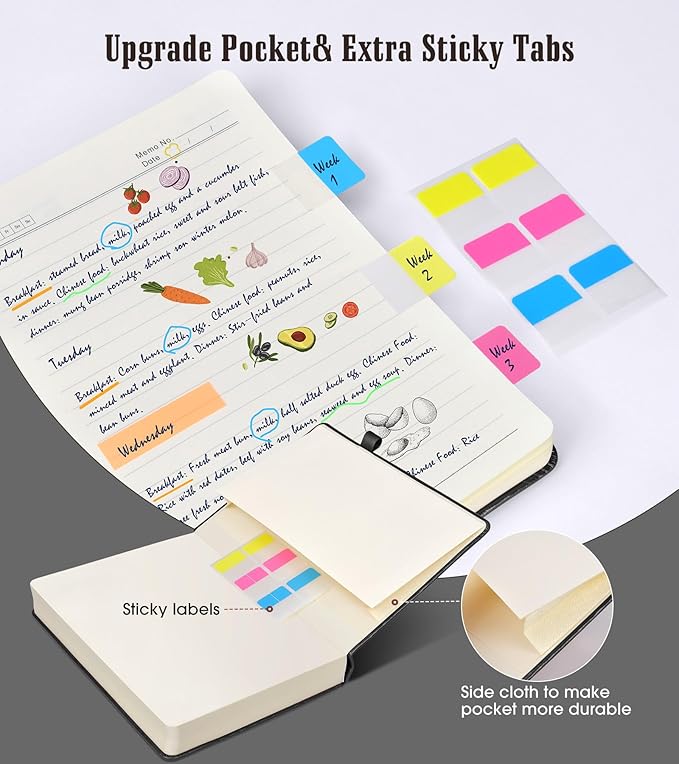 Lined Journal Notebook, 365 Pages B5 Large Journals for Writing Ruled Notebook, Hardcover Leather Journal for Women Men, Daily Notebook for Work, Note Taking, 100Gsm Thick Paper ( 7.6'' X 10'' Black)