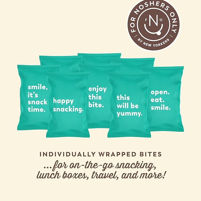 For Noshers Only Peanut Butter Bites - Gluten-Free, Vegan, Kosher Snacks - Coated, Healthy Snack Bites - Whole Grain Brown Rice - No Artificial Ingredients - Individually Wrapped, Low-Calorie - Pack of 8, Caramal