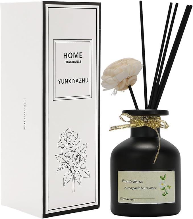 130ML Reed Diffuser for Home -Long-Lasting Fragrance, Elegant Glass Bottle for Office Living Room, Bathroom, Bedroom Decor (Verbena Scent)