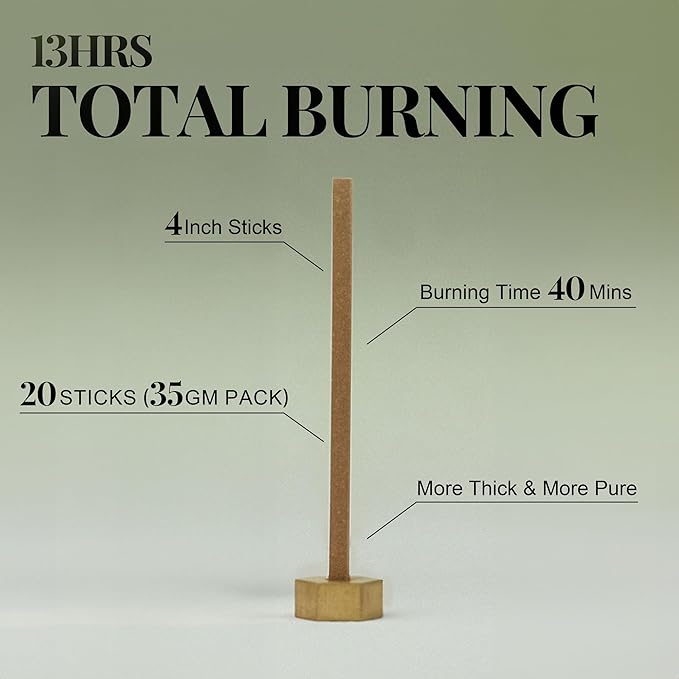 Meditate & Unwind - Innergy Old Sandalwood Incense Sticks, 100% Pure Meditation Incense, 40 Min Burn