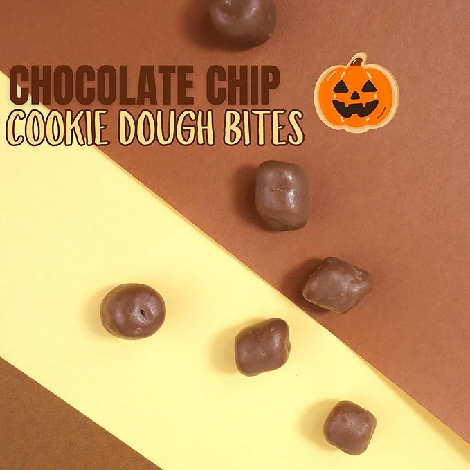 Halloween Chocolate Chip Cookie Dough Bites, 24 Individual Pouches, Perfect Trick or Treat Pass Out Candy, 12 Ounces