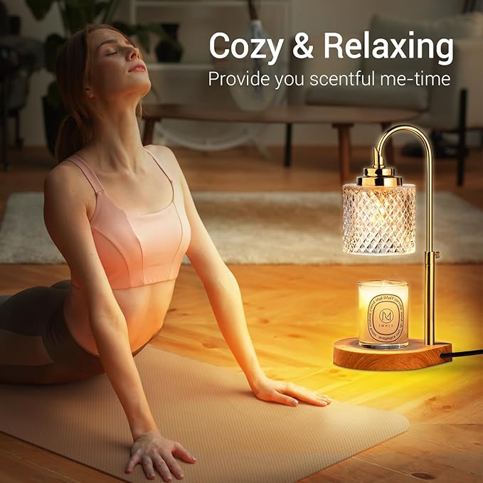 Candle Warmer Lamp, Latest Upgraded Candle Lamp Warmer with 2-4-8H Timing, 4-Level Dimming, Height Adjustable, 2 Bulbs for Home Decor Christmas Birthday Gifts for Women Mom Mother's Day Gifts