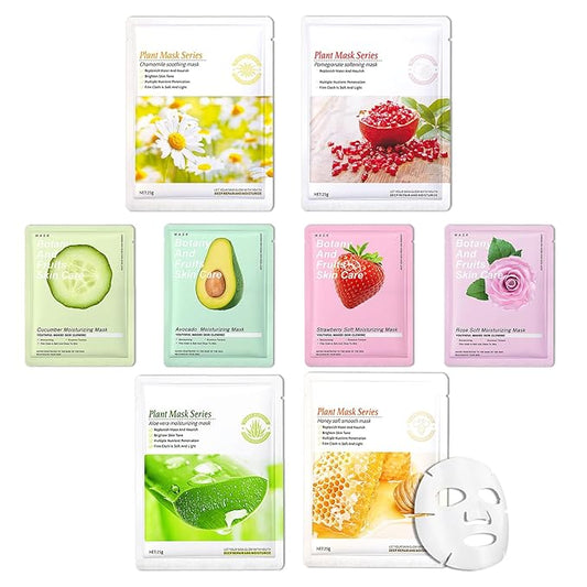 8PCS Hydrating Facial Sheet Mask,Moisturizing Face Masks Skincare Gift Set,Long Lasting Face Mask Skin Care & Facial Mask Kit for All Skin Types 11