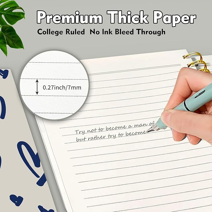 Cute Spiral Notebook, Journal for Women, Hardcover Spiral Journal, 5.5 x 8.3 Inches, 120 Pages,100gsm Paper, for Gifts Nurse Teacher Women Office Supplies(Cute Blue Heart)