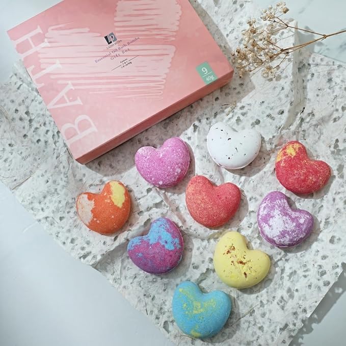 Bath Bombs Gift Set for Christmas, 9 x 1.41 Oz/ 40g. Essential Oil Spa Bomb Fizzies, Relaxation, Moisturizing and Fun for Women, Wife, Mom, Girls, Teens, Daughter and Her