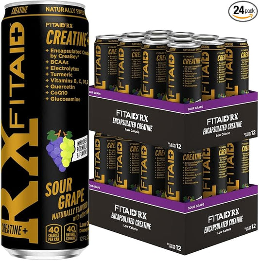 LIFEAID FITAID RX Recovery Blend Plus Creatine, BCAAs, Glucosamine, Turmeric, B-Complex, Electrolytes, 100% Clean, Paleo, Vegan and Gluten-Free, 12 Fl Oz. cans (Pack of 24)