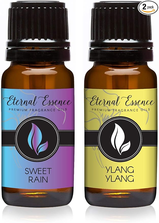 Eternal Essence Oils 2 Pack 10ml Premium Fragrance Oil - Sweet Rain & Ylang Ylang - for Candle, Soap Making, Aromatherapy, Diffusers, Home Care, & Humidifiers