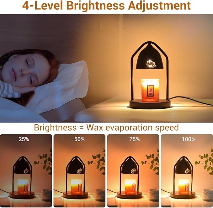 Candle Warmer Lamp with Timer, Dimmable Color Candle Warmer Scented Candles, Birthday Gifts for Women, Mom, Flameless Wax Melt Warmer with 2 Bulbs for Jar Candles Home Decor, House Warming