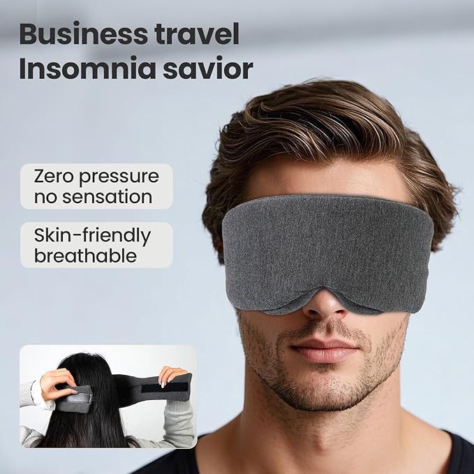 3D Eye Mask Sleep Mask for Travel Light Blocking Comfortable Eyemask Lightweight Non-Press Sleeping Mask Eye Protection for Deep Sleep Optimal Sleep Experience (Black)