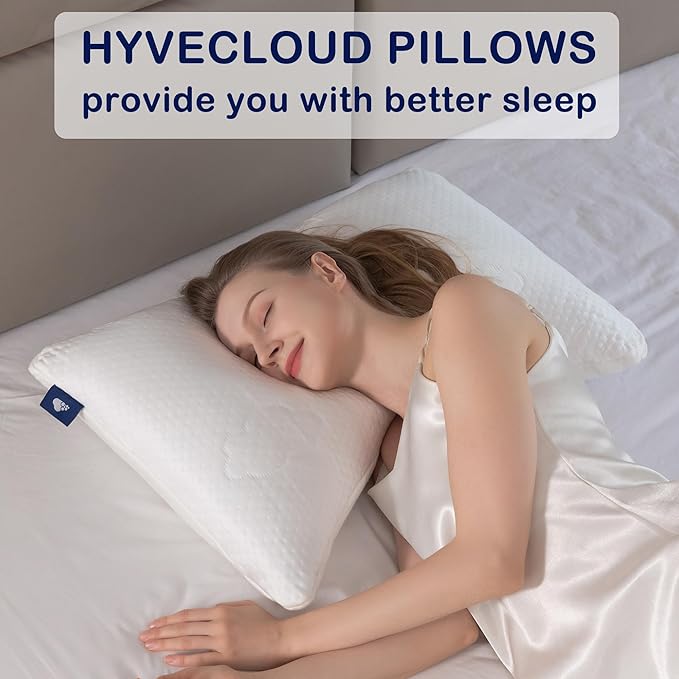 Cooling Memory Foam Pillows for Deep Sleep Bed Pillow forNeck Support with Removable & Washable Cover Cooling Pillow for Neck PainRelief Pillow for Shoulder & Back Queen+Extra Fill Pack of 2