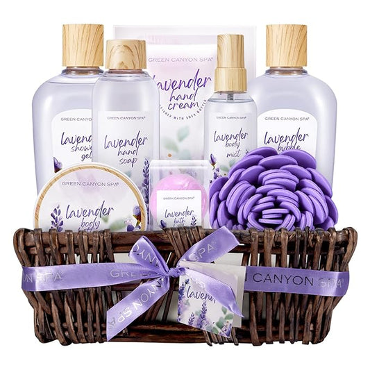 Spa Gift Baskets for Women, 10Pcs Lavender Spa Kit for Women, Bath Gift Set with Bubble Bath,Body Lotion Bath and Body Gift Set Christmas Gift Basket for Her Mothers Day Gifts for Mom